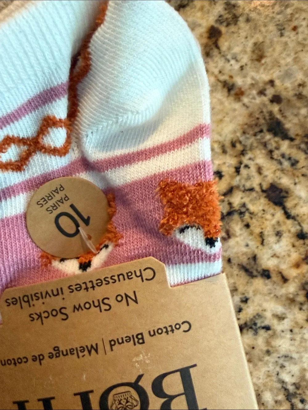 Born No-Show Cotton Blend Socks - fall White, Pink & Orange Accent 10 pk